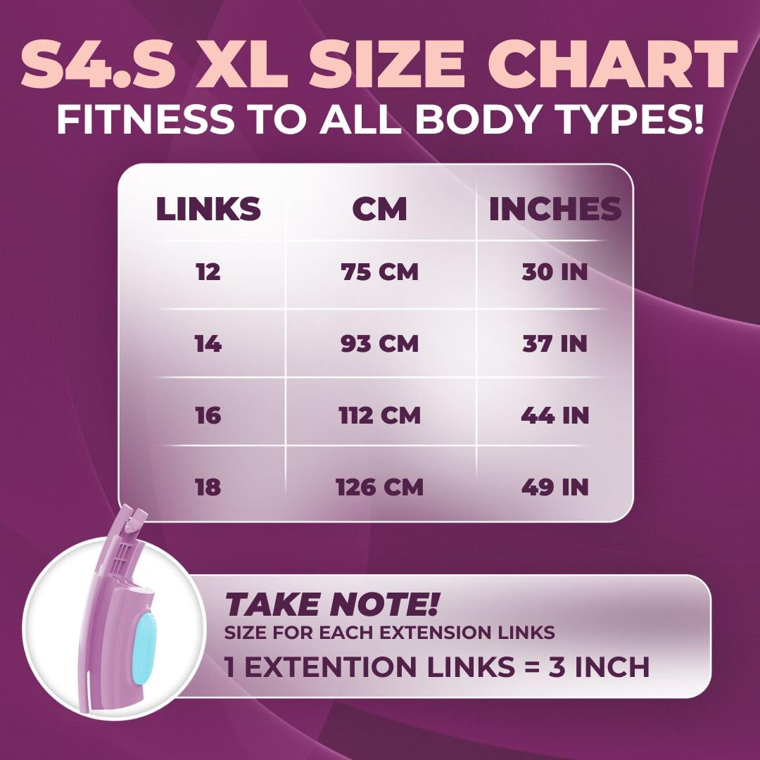 Swiss Activa+ S4.S XL Silent Hula Hoop |Improved XL Size, has 18 Comfort Links | Premium with Counter,Waist Size up to 69-126 cm |Infinity Hoop, Smart Weighted Hula Hoop for Women, Weight Hula Hoop.