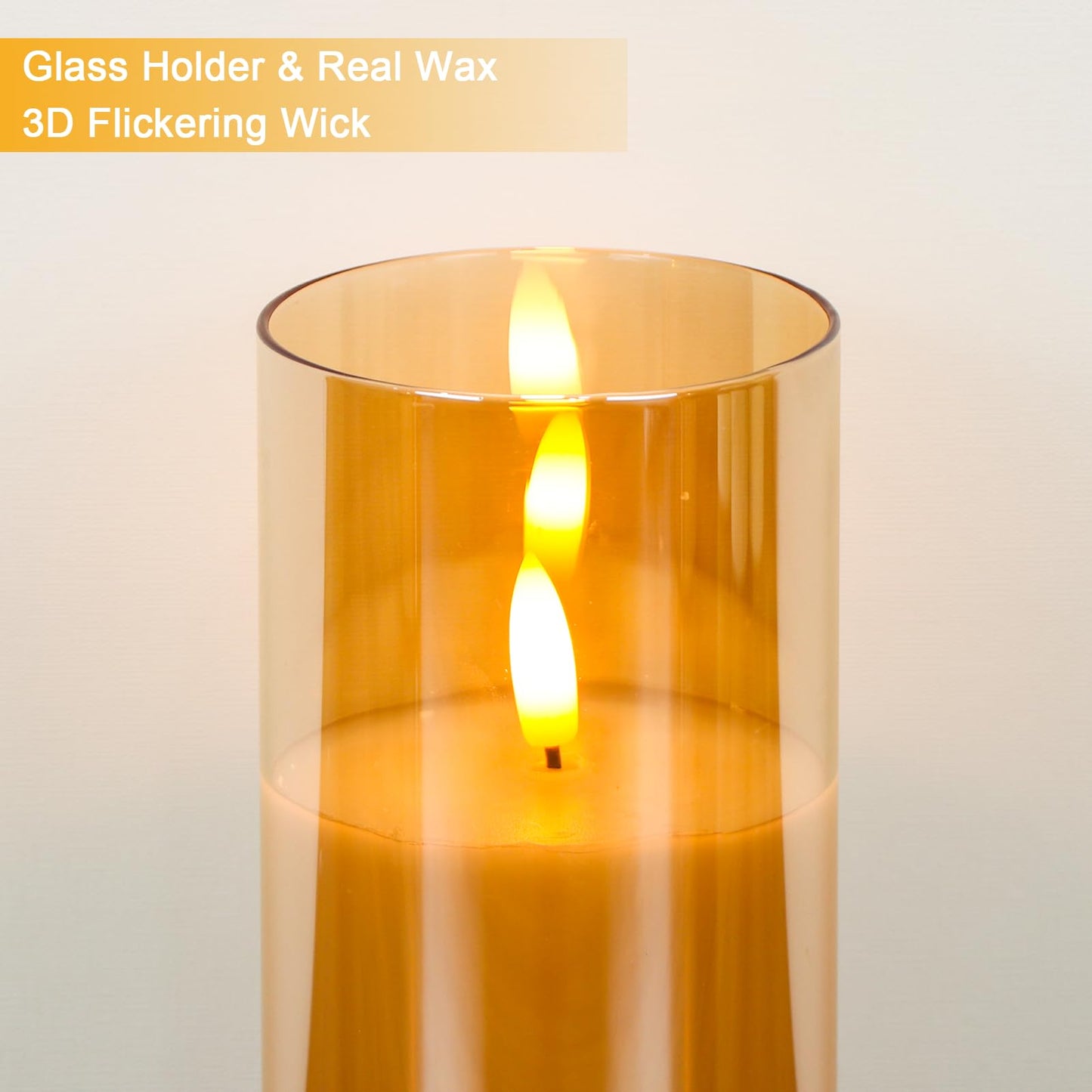 KunSwenn Rechargeable Candles with Remote, Rechargeable Flameless Candles with Timer, LED Battery Operated Candle with 3D Wick and Charging Cable for Halloween Christmas Decor(Gold)