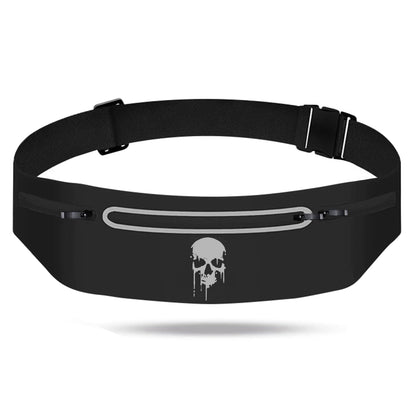 Skull Running Belt Waist Fanny Pack Phone Holder for Women, Waterproof Reflective Running Pack for Men Black Skull Jogging Pouch Adjustable,Horror Grim Reaper Wallet Holder for Hiking Cycling Workout
