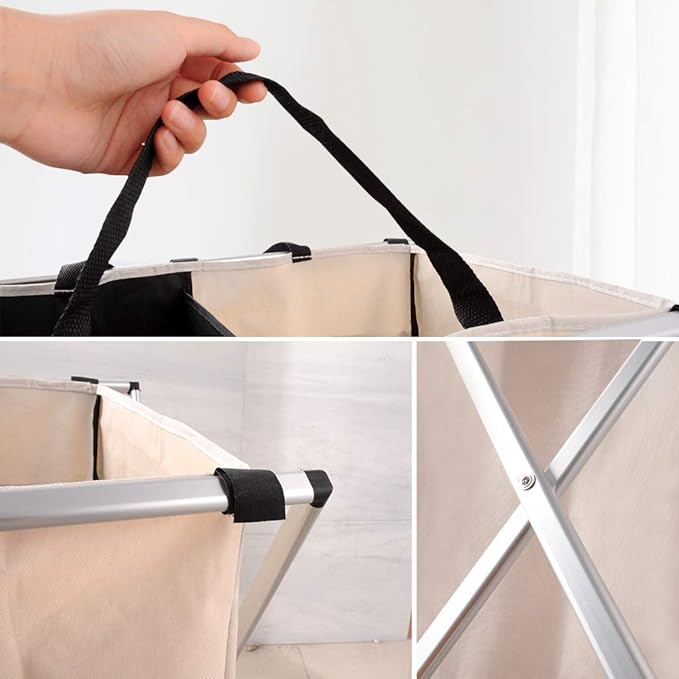 Nicesail Laundry Basket 2 Section Hamper Washing Storage Basket Bag, Folding