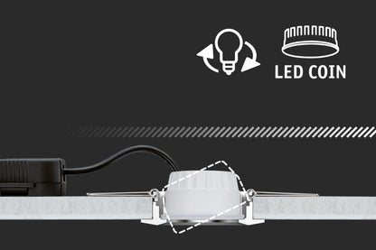 Paulmann 94869 LED recessed luminaire 3-Step dimming Cole Basic Set 3-Piece Set IP44 Round 88mm Coin 3x6W 3x470lm 230V 2700K