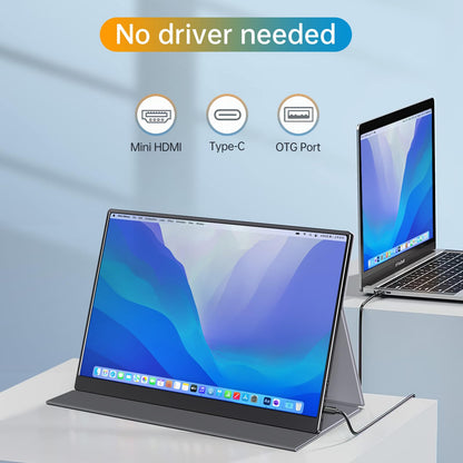 Portable Monitor 15.6 Inch 1080P USB-C HDMI Ultra-Slim Travel Monitor with Kickstand, for Laptop, PC, Mac Phone, PS, Xbox, Swich IPS Ultra-Thin Zero Frame Gaming