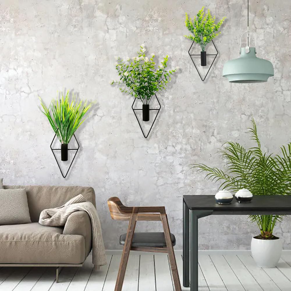 OrgMemory 3 Pack Wall Planters with Artificial Plants, Hanging Planter Vase Hanging Vases for Boho Home Decor, Wall Planters for Indoor Plants