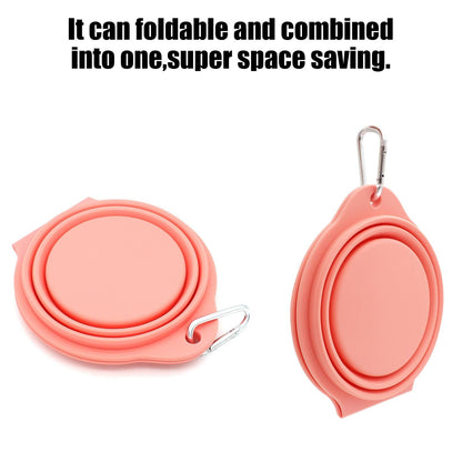 SLSON Collapsible Dog Bowls,Integrated Molding Dog Double Bowl No Plastic Rim 2 in 1 Foldable Pet Food & Water Bowl Cat Feeder Dish for Walking,Hiking,Camping (Cold Grey)