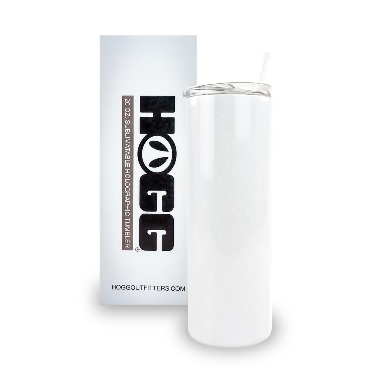 Hogg 20 oz Sublimation Tumblers Holographic (24 Units) - Shimmer Coating, Sublimation Blanks, Bulk Tumblers with Lids and Straws, 20oz Skinny, Blank Cups