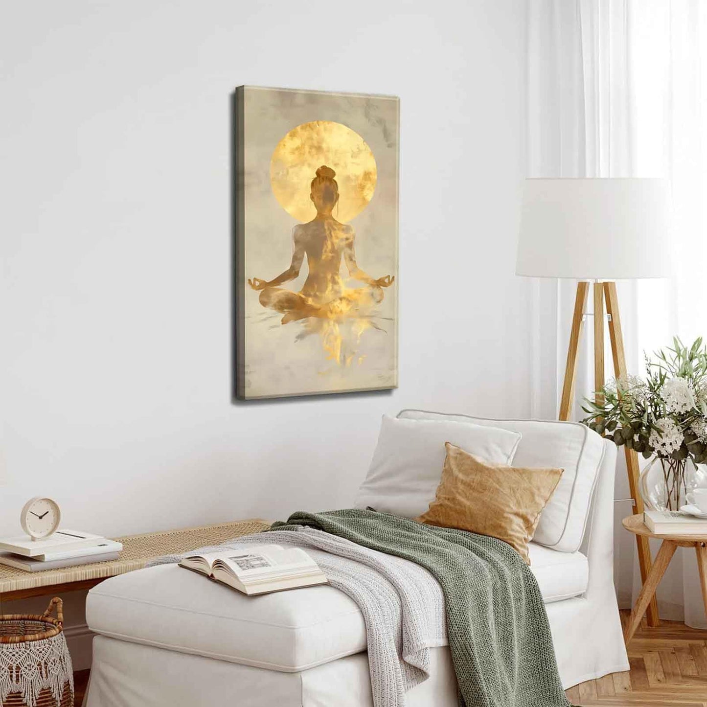 Large Zen Canvas Wall Art Modern Abstract Yoga Gold Meditation Decor Picture Tranquil Aesthetic Spa Posters Prints for Bathroom Spiritual Living Room Girl Bedroom Decoration
