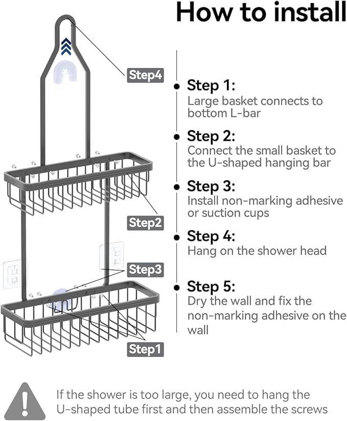 YASONIC Shower Caddy Hanging, Never Rust Shower Organizer Hanging, Aluminum
