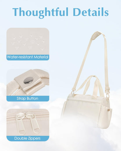 Small Gym Bag, Mini Gym Bag for Women with Yoga Mat Holder and Wet Compartment, Cute Small Yoga Mat Bag with Water Bottle Pocket for Workout Dance, Beige