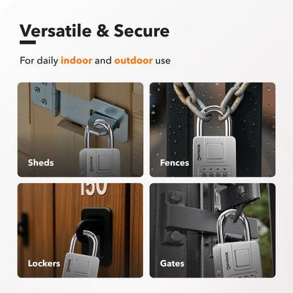 NOVLOCK Combination Locks for Outdoor & Indoor | Heavy Duty, Weatherproof, 4-Digit Security | Padlock for Lockers, Gates, Fences, Sheds, Storage | 2-Pack, Silver
