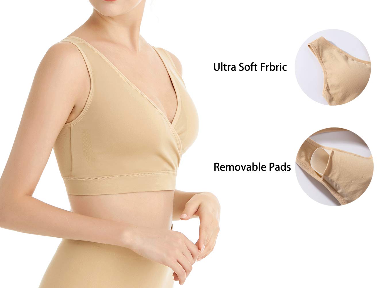 Lemef Nursing Sleep Bras Wirefree Maternity Breastfeeding Bras 3 Pack