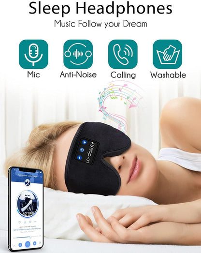 LC-dolida Sleep Headphones, White Noise Bluetooth Sleep Mask 3D Wireless Timing Eye Mask for Sleeping, Sleep Mask with Bluetooth Headphones for Side Sleepers Travel Yoga, Cool Gadgets for Men Women