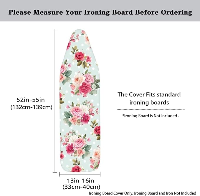 Flower Print Cover for Ironing Board 15x54 Inch Standard Size Flower Print Iron