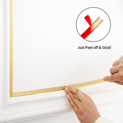 Gold Molding Trim Peel and Stick, Flexible Mirror Border Design, Wall Ceiling Floor Cabinet Tile Edge Moulding, 5m x 2cm