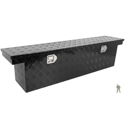 SCITOO 60" Aluminum Diamond Plate Truck Bed Tool Box,Heavy Duty Crossover Storage for Most Full Size Pickups,Lockable Weatherproof Chest,Fits 60"WX14"DX14"H Truck Beds,Easy Access to Load and Unload