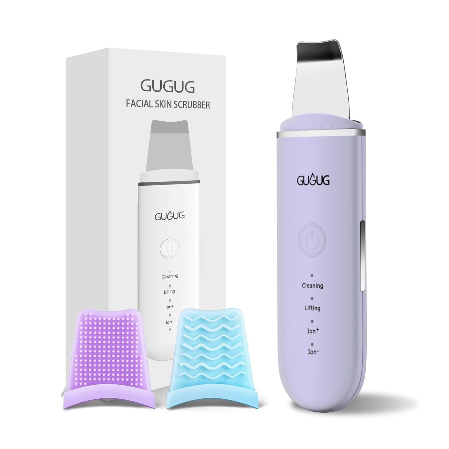 GUGUG Skin Scrubber Face Spatula Skin Spatula Pore Cleaner Blackhead Remover Tools for Facial Deep Cleansing-4 Modes -White