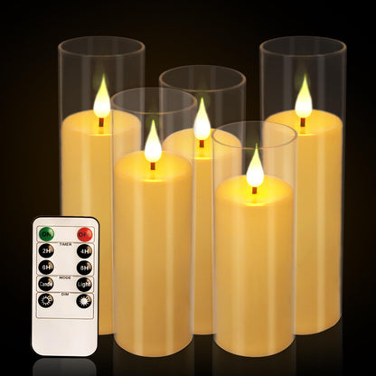 YOROXRG Flameless Candles,Battery Operated LED Candles Ideal for Halloween, Christmas,Home Decor,Home Party Wedding Indoor Outdoor,White 2.2X5“6”6“7”7“H