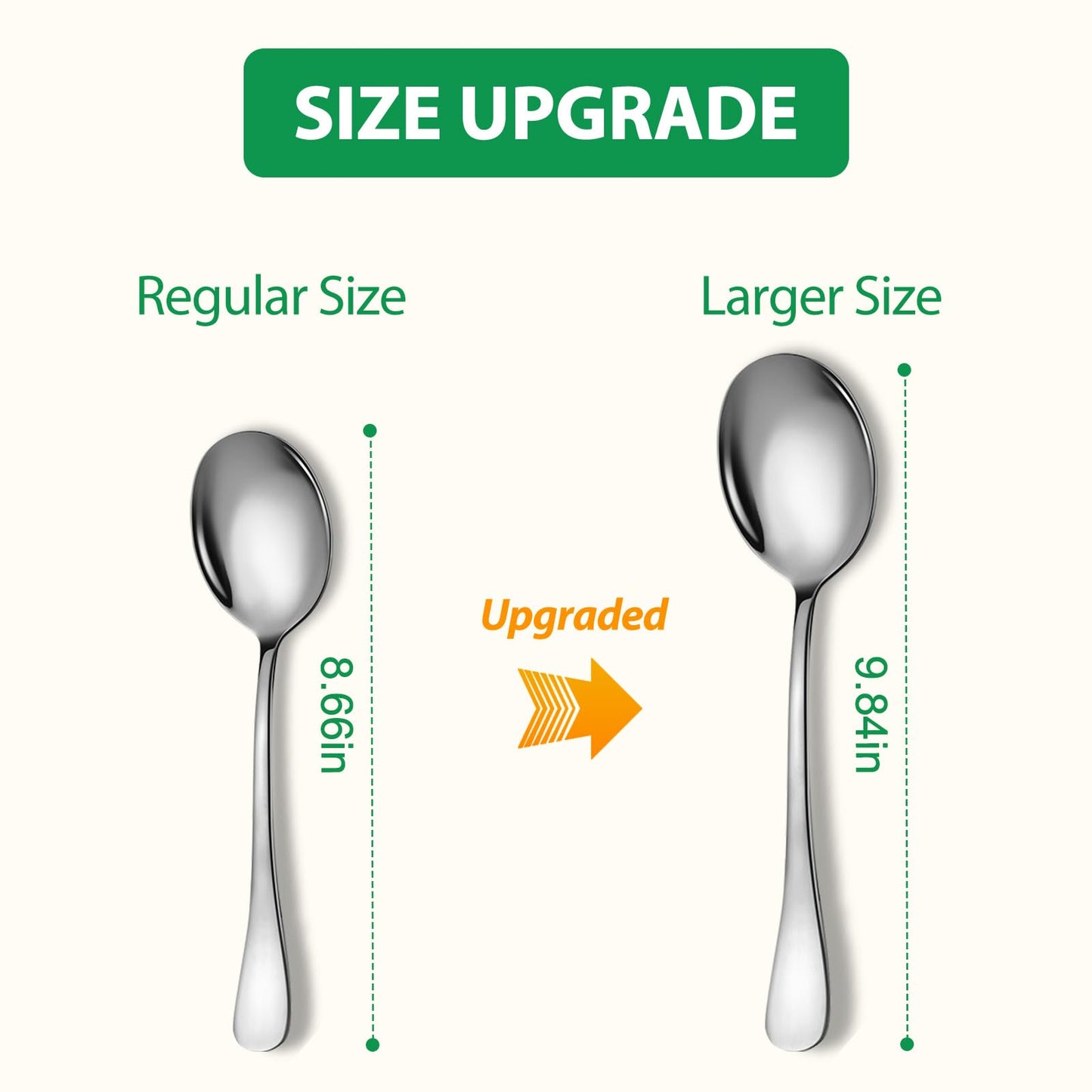 Keyoxy Stainless Steel Serving Spoons Set, 6pc, 10-Inch, Includes 6 Large Spoons, for Parties/Kitchen/Buffet/Catering, Dishwasher Safe