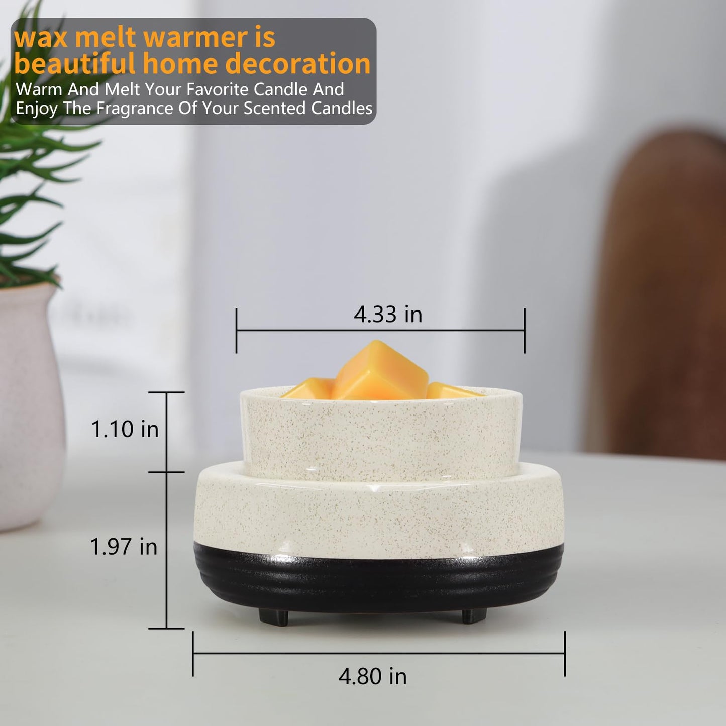 copinpin Wax Melts Warmer, Ceramic Candle Melter Melting Wax 3-in-1 Oil Burner Electric Fits Yankee Large Jar, Scented Candle Holder for Home Decor Gifts for Mom Grandma Women Girls