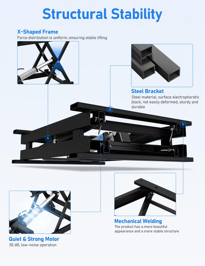 DIHOOL Electric Scissor Lift Table, 130Lbs Capacity, 3.95"-14.76" Height Adjustable Lifting Platform, Super Quiet with Remote & WiFi Control, Obstruction Detection, AC/DC Power for Home/Industrial Use
