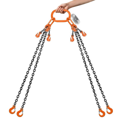 SALUINOKI 4 Leg Chain Sling for Lifting with Hooks Heavy Duty 8 Ton 1 inch x 10 FT 17,600 lbs 4 Point Lift Chains Rigging 1 Pack