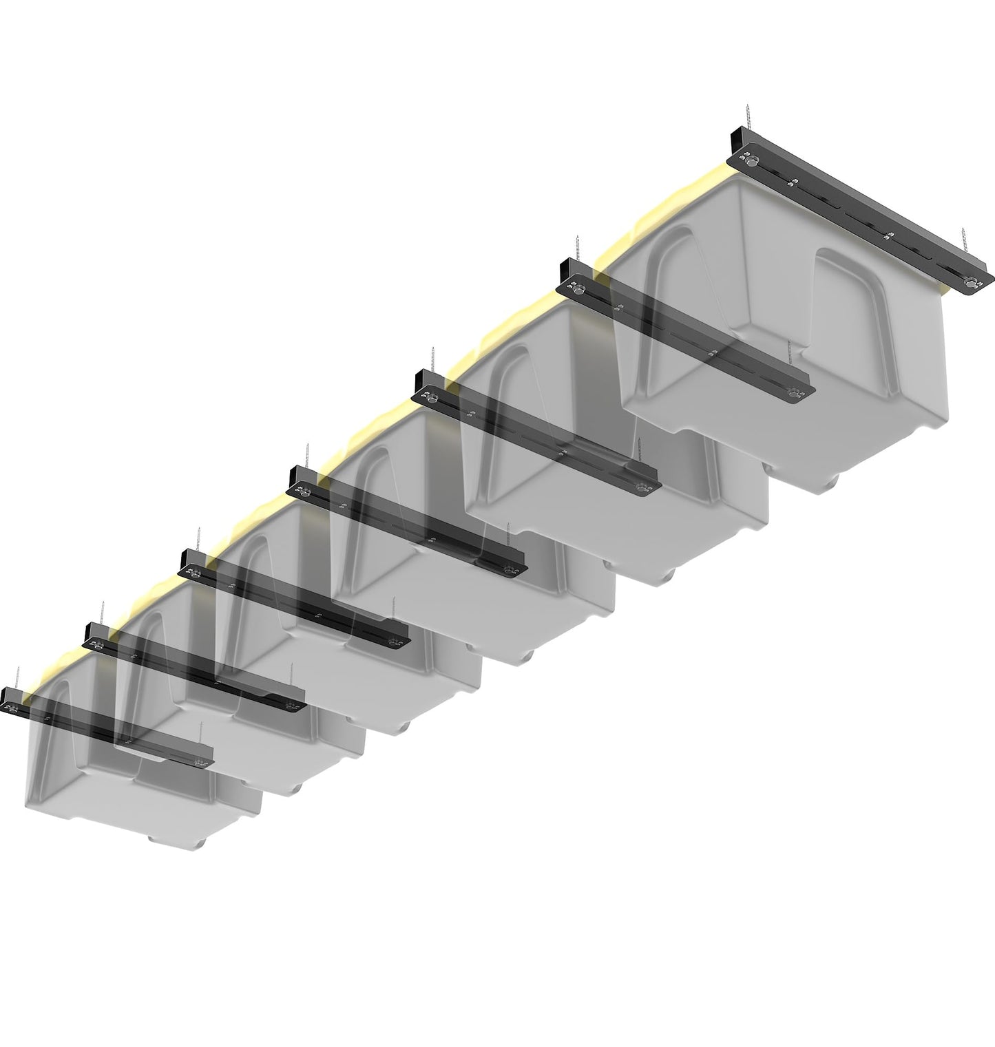 TORACK Garage Ceiling Bin Storage Rack, Adjustable Heavy Duty Overhead Tote Storage Rails(for 6 Bins, Bins are not included)
