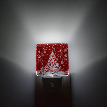 Red Christmas Plug-in LED Night Lights Xmas Snowflakes Auto Dusk-to-Dawn Sensor for Bedroom, Bathroom, Kitchen, Nursery, Hallway, Stairs, Wall Home Decor