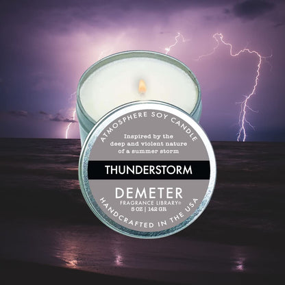 DEMETER Thunderstorm Soy Candle, Scented Candles with Unique Fragrances, Perfect for Aromatherapy and Home Decor, Cute Candles for Travel and More