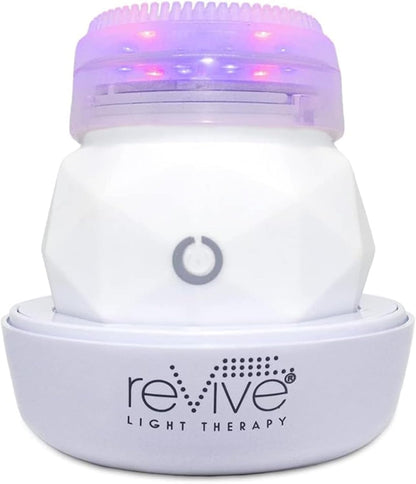Revive Light Therapy Soniqué Mini Acne Cleanser, Battery-Operated Sonic Face Cleanser Brush with Blue & Red Light Therapy, Medical-Grade Acne Device for Face & Body, Water-Resistant