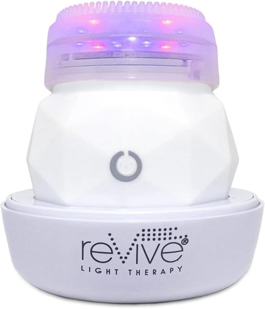 Revive Light Therapy Soniqué Mini Acne Cleanser, Battery-Operated Sonic Face Cleanser Brush with Blue & Red Light Therapy, Medical-Grade Acne Device for Face & Body, Water-Resistant