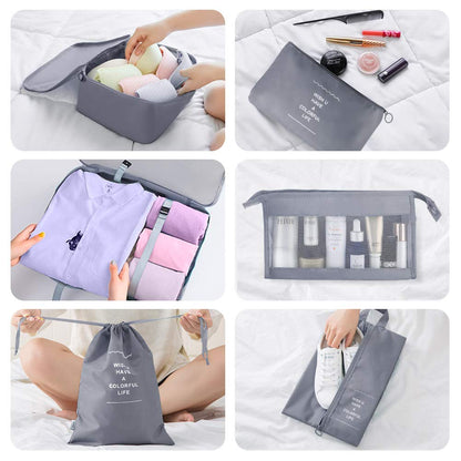 Packing Cubes for Suitcase,Geediar 9 PCS Travel Luggage Packing Organizers Waterproof Travel Essentials Bag Clothes Shoes Cosmetics Toiletries Storage Bags(a-Grey)