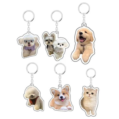 Eletizy Personalized Photo Dog Cat Acrylic Keychain Custom Keyring Backpack Pendant Gift (2inches)