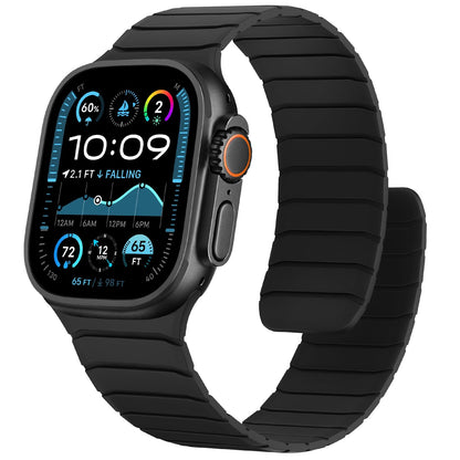 Sixmoat Magnetic Silicone Straps Compatible with Apple Watch 49mm 46mm 45mm 44mm 42mm, Soft Sport Wristband for Men Compatible with iWatch Ultra3 2 1 SE Series 11 10 9 8 7 6 5 4 3, Black