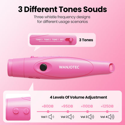 WANJOTEC Electronic Whistle for Teacher Coaches, 3 Tones Adjustable 130db Loudest High Volume Handheld Emergency Electric Whistles for Referee, P.E.Outdoor Sports Whistles with Lanyard，Gift (Pink)