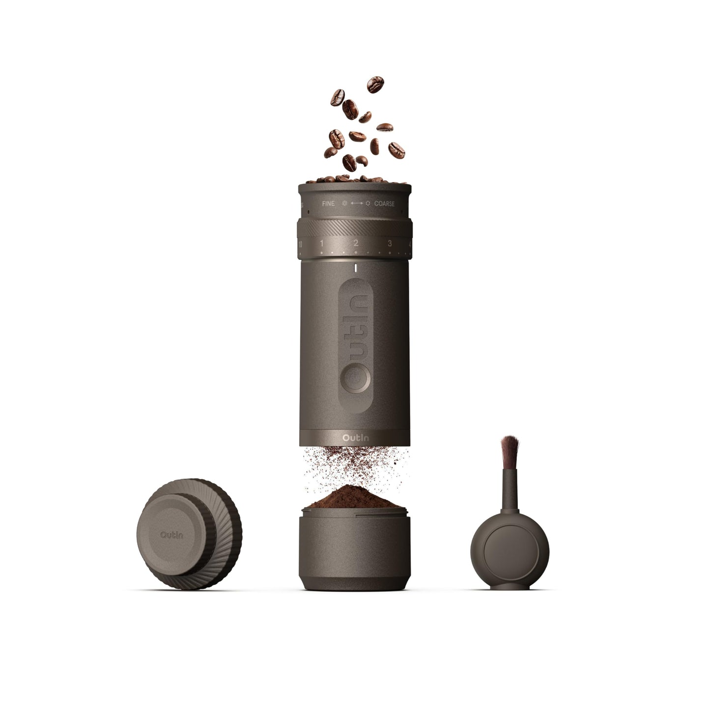 OutIn Fino Portable Electric Coffee Grinder,Adjustable Coffee Bean Grinder with 28 Precise Grind Setting,One-Button Burr Coffee Grinder with Fast‑Charge Battery, Auto‑Stop & Clog‑Protection