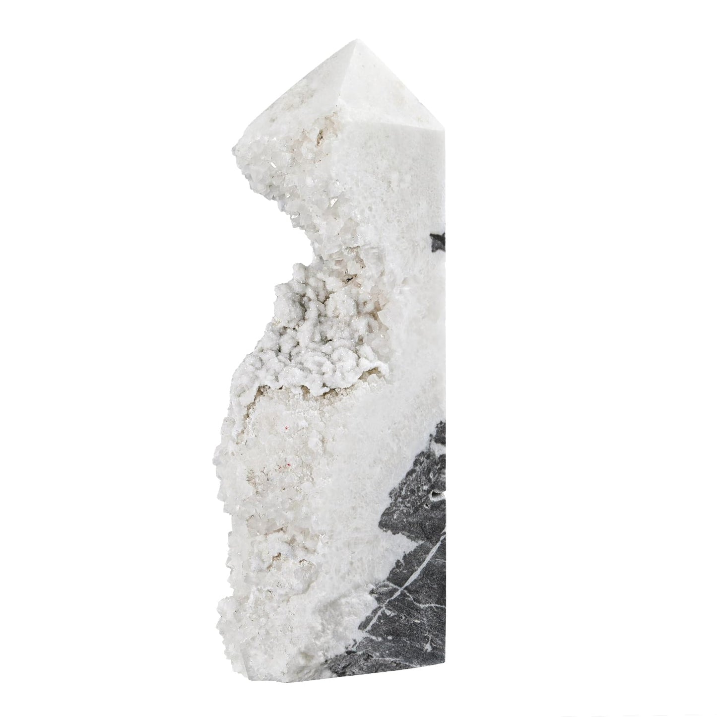 rockcloud Natural Rock Crystal Geode Obelisk Stone, Irregular Reiki Crystal Quartz Cluster Mineral Specimen for Home Office Decor, 0.22-0.44 lb