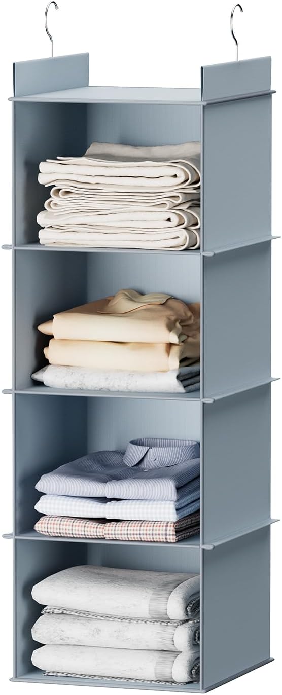 YOUDENOVA Hanging Closet Organizer, 4-Shelf Closet Hanging Shelves