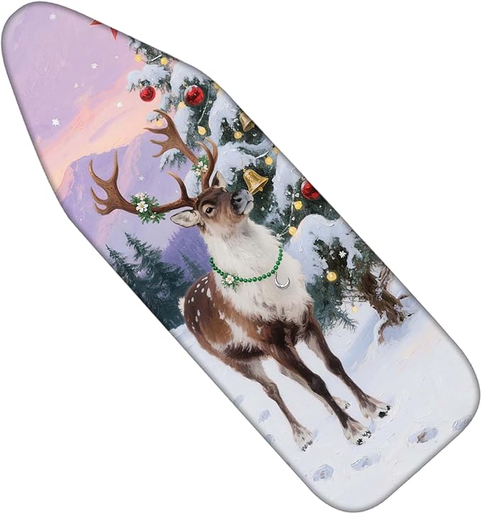 Nuxovilar Ironing Board Cover Winter Deer by Tree Pattern Polyester 15x54 Inches