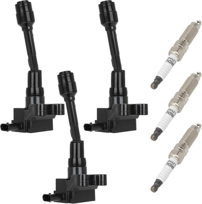 ECCPP 3 ignition coils with 3 iridium Spark Plugs,UF808,coils packs,for Smart Fortwo 2016-2017 0.9L‎224332428R,UF-808