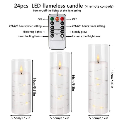 YOROXRG Flickering Flameless Candles Battery Operated with Remote,Led Pillar Candles with Realistic Moving Wick Candles for Halloween,Christmas,Home Decor Pack of 12 (D2.2 xH 5" 6" 7")(White)