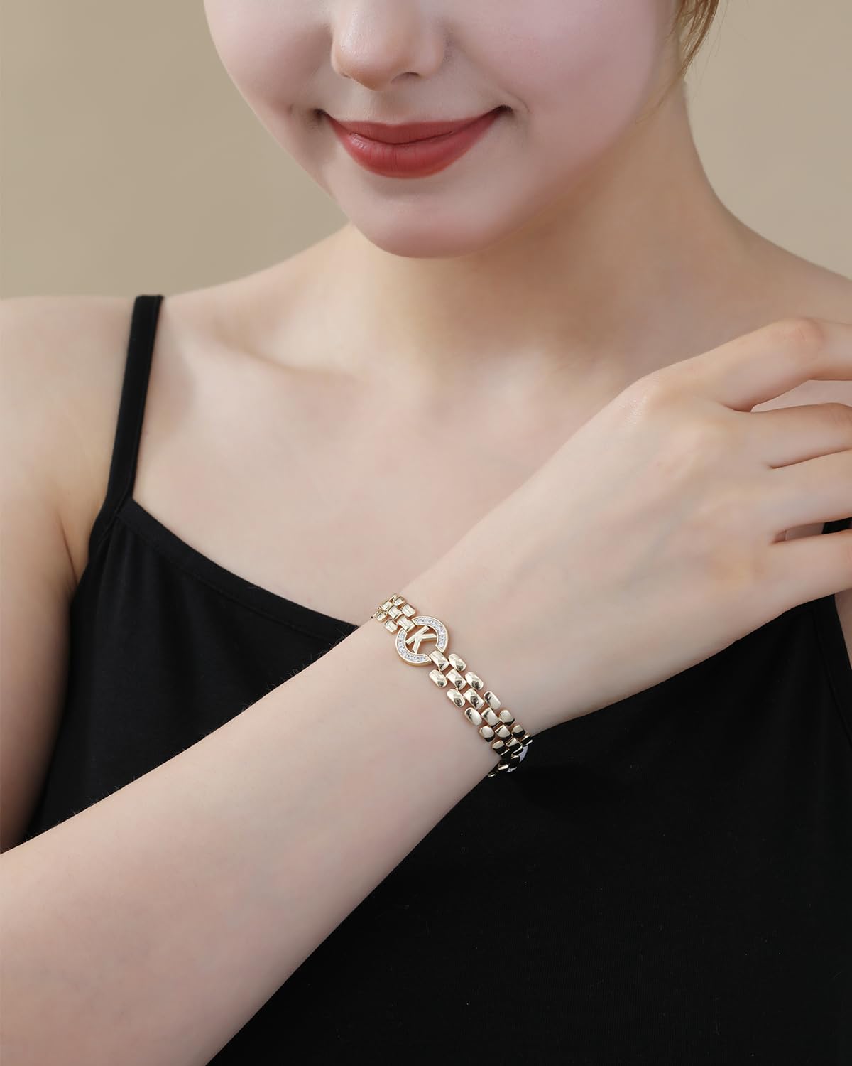 WEDDINEN Initial Bracelet, 14K Gold Plated Letter Bracelets, Thick Bangle Wrist Gold Alphabet Bracelet, Christmas Gifts for Women Jewelry Initial X Charm Chain