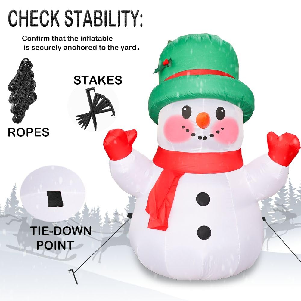 4ft Christmas Inflatables Snowman Outdoor Decorations, Blow up Snow Man Yard Decor Built-in Bright LED Light Wear Magic Hat, Holiday for Garden Patio Lawn Party Xmas Gifts (4ft Snowman)