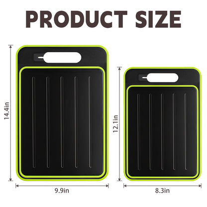 Cutting Board Double Sided,2 Pcs Vegetable Board With Sharpening Stone,Large Size+Small Size,Food Grade Stainless steel and Wheat straw PP Material,Eco-Friendly and Easy to Clean (black)