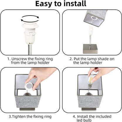 Aomeya Touch Control Table Lamp, 3-Way Dimmable Bedside Lamps Nightstand Lamps with Flaxen Fabric Shade for Bedroom Living Room,LED Bulb Included (Grey-1Pcs) (Grey-1Pcs)