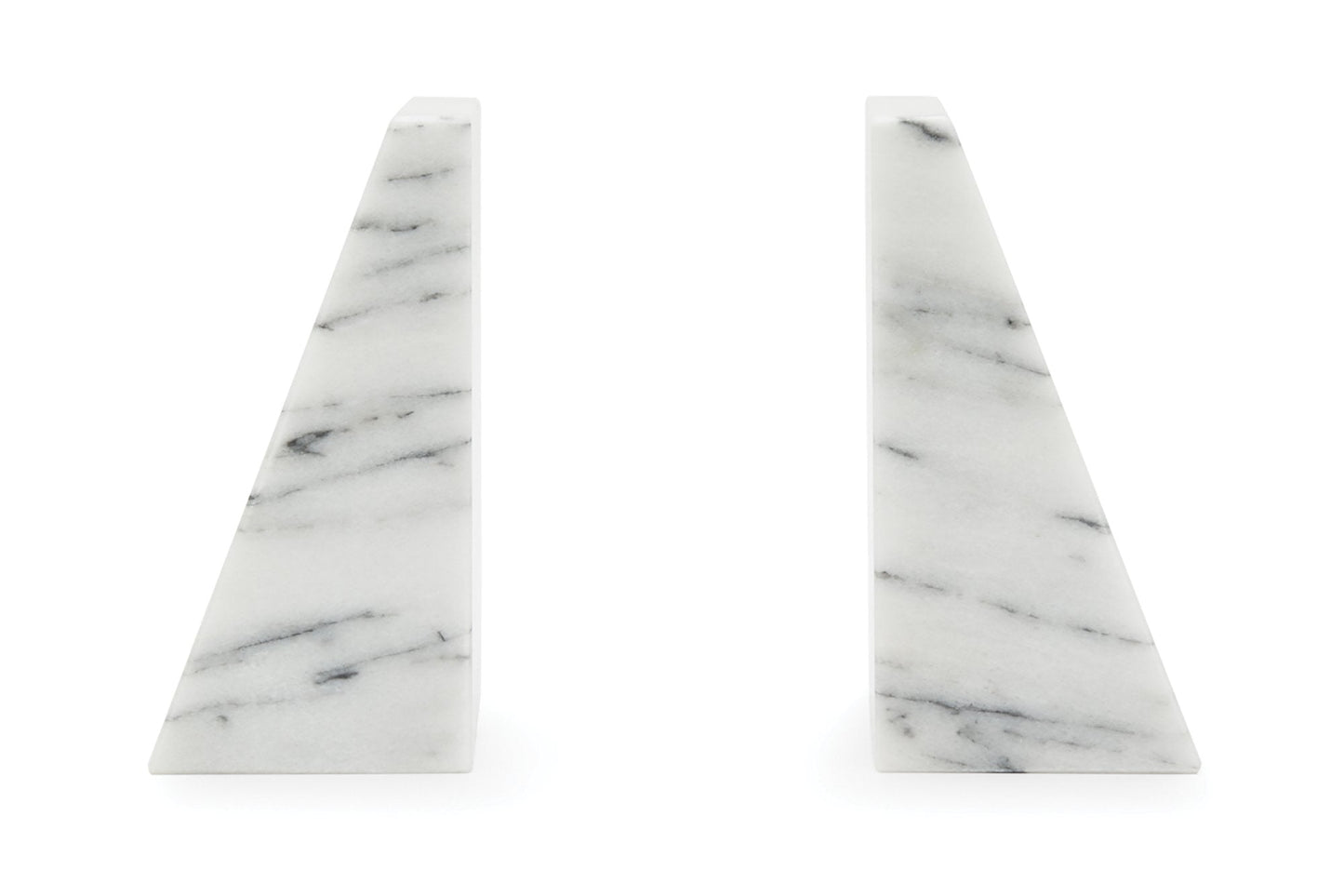 Fox Run Triangular 100% Natural Polished White Marble Bookends 4 x 3 x 6 inches