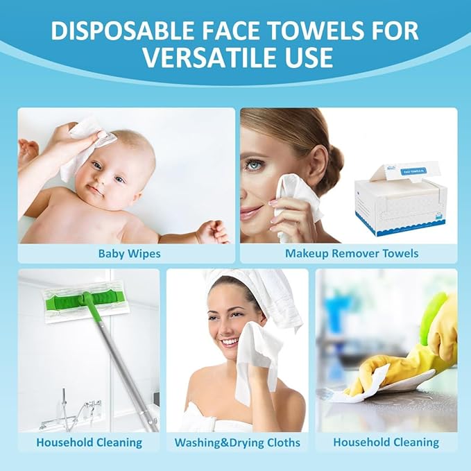 HOMEXCEL Face Towels 200 Count, Disposable Makeup Remover Wipes, Super Soft
