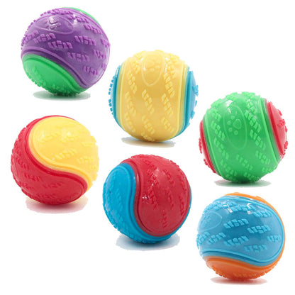 6Pcs Squeaky Dog Ball, Dog Toys Teeth Cleaning Puppy Chew Toys Pet Training Ball Dogs Interactive Dogs Balls