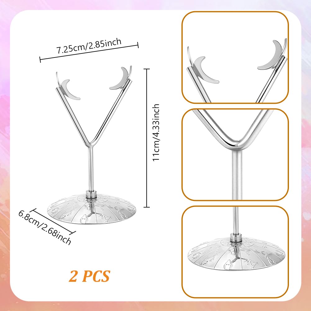 AHANDMAKER 2Pcs Rock Display Stand, Metal Heart Shape Crystal Display Holder Small Crystal Ball Holders for Gemstones Spheres Geodes Rocks Fossils Marbles Home Office Decor, Platinum