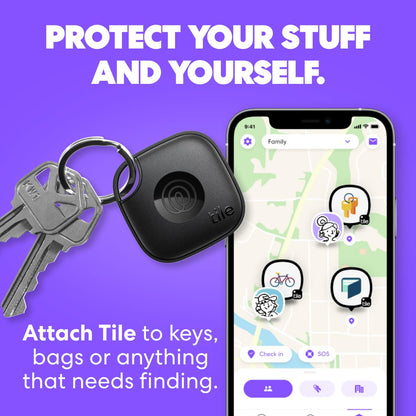 Tile by Life360 Starter Pack (2024) – Bluetooth trackers and finders for keys, wallets and more. Compatible with iOS and Android. Phone finder. 2-Pack (black Mate/Slim)