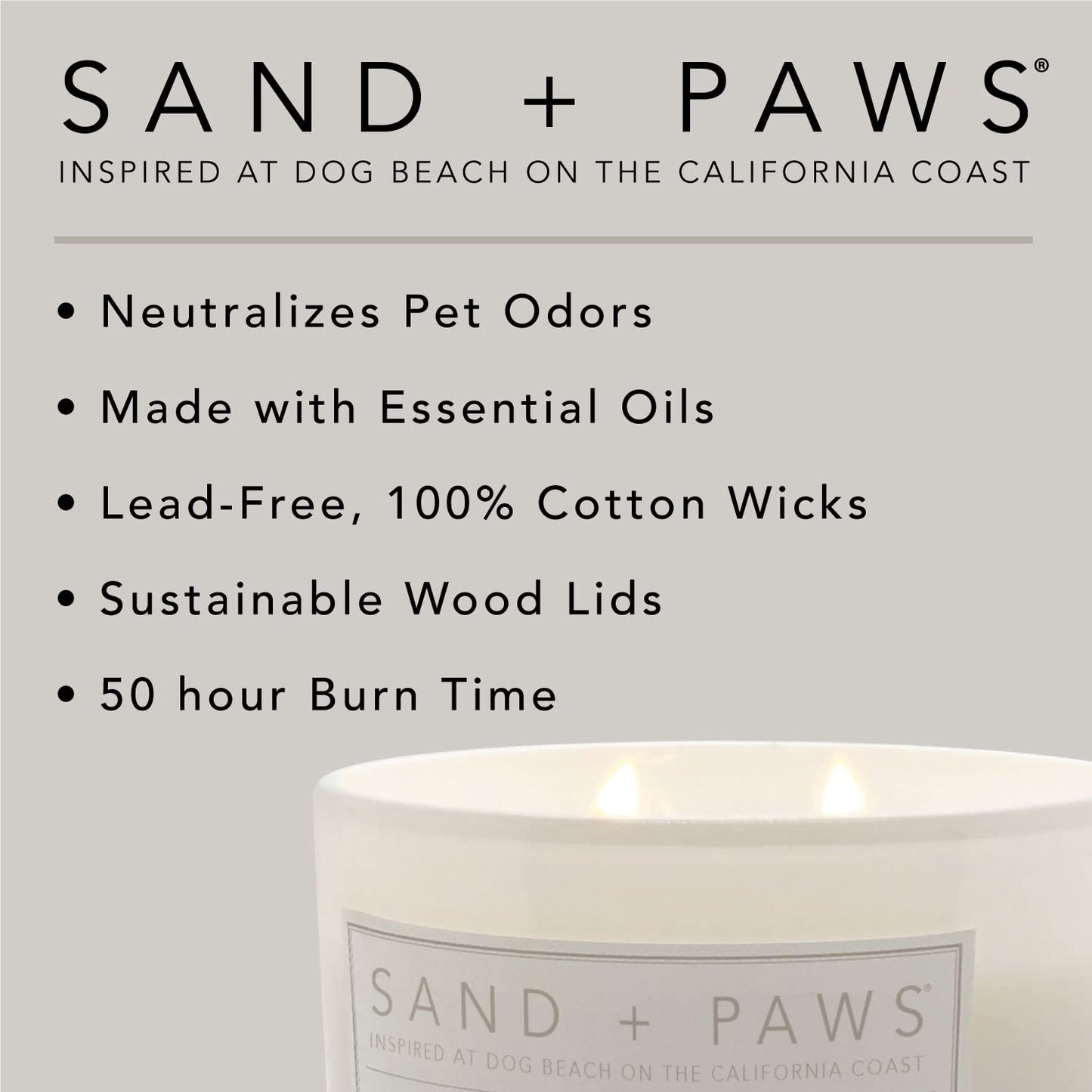 Sand + Paws Scented Candle - Teakwood - Additional Scents and Sizes –Luxurious Air Freshening Jar Candles Neutralize pet Odors and Enhance Home décor – 100% Cotton Lead-Free Wicks - 21 oz