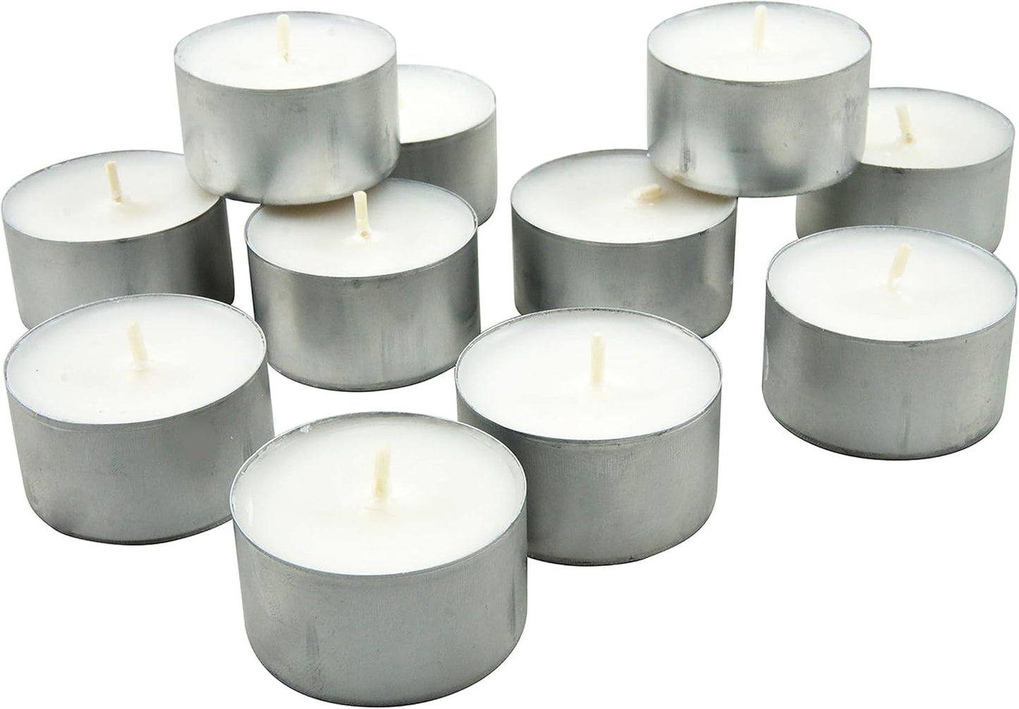 Stonebriar 100 Pack Unscented 8 Hour Extended Burn Time Tea Light Candles, White, 100 Count